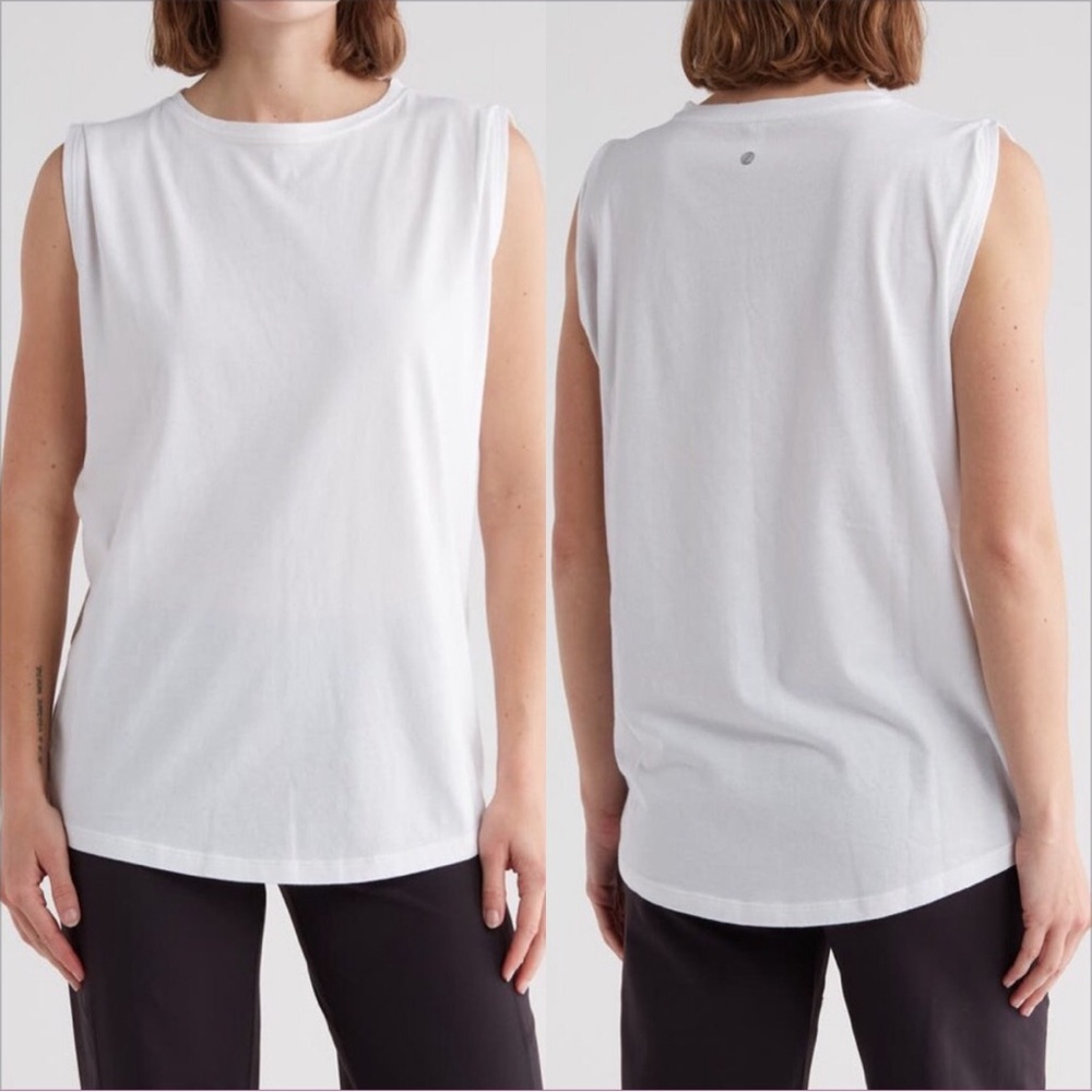 Z By Zella Vintage Washed Relaxed Muscle Tee In White. NWOT! Sz M